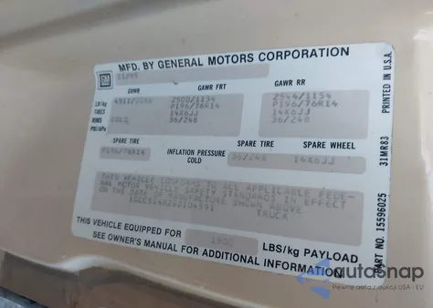 1986 Chevrolet S Truck S10 из США, поврежденный, VIN 1GCCS14R2G2104591